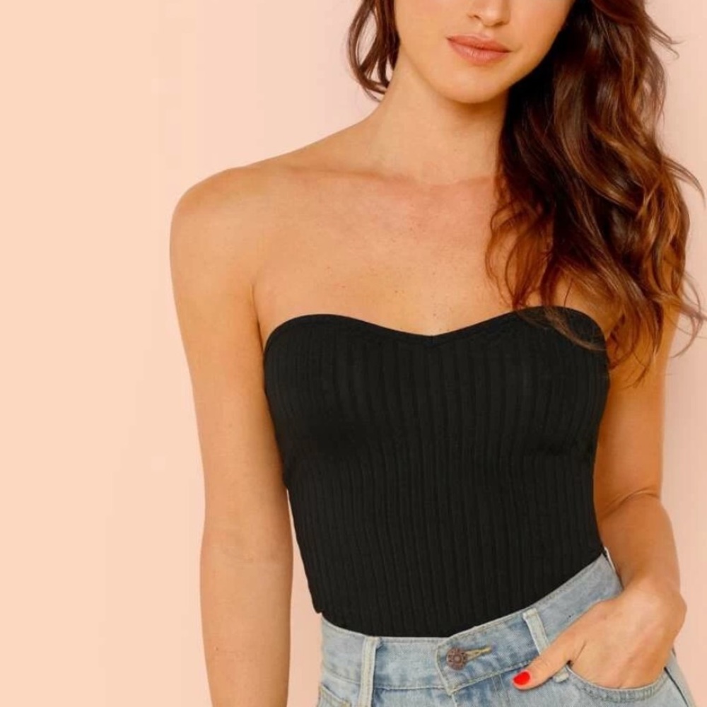 Black ribbed tube top